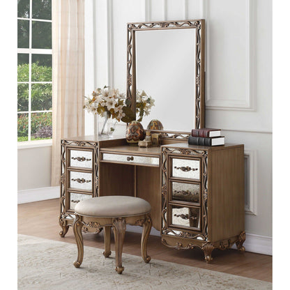 HomeRoots 18' x 58' x 32' Antique Gold Wood Mirror Vanity