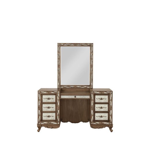 HomeRoots 18' x 58' x 32' Antique Gold Wood Mirror Vanity