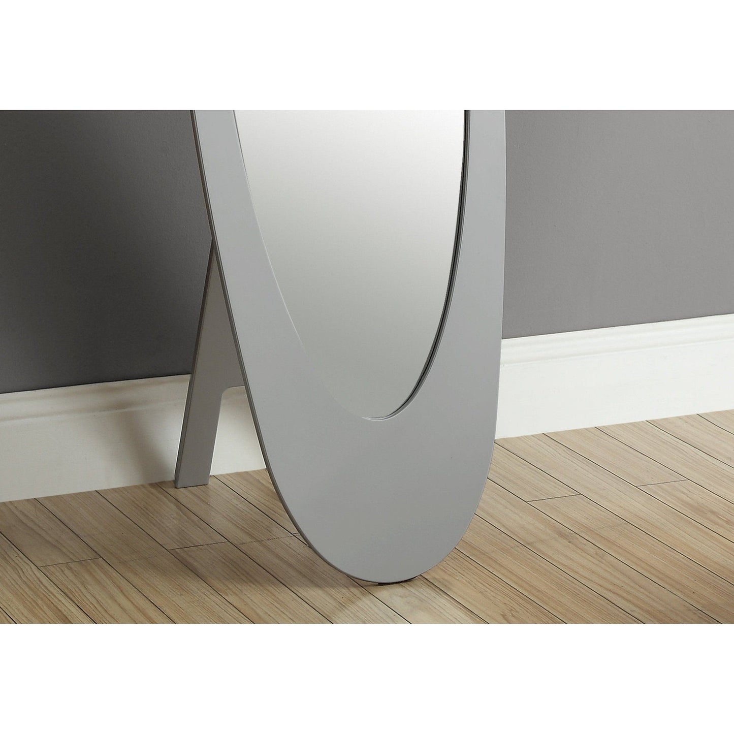 HomeRoots 18.5" x 18.75" x 59" Grey Oval Frame Mirror