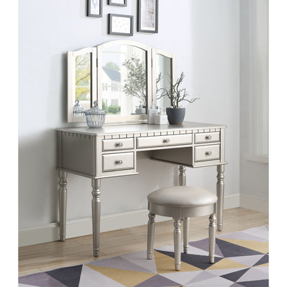 HomeRoots 19' x 43' x 54' PU Silver Wood Mirror Vanity Set