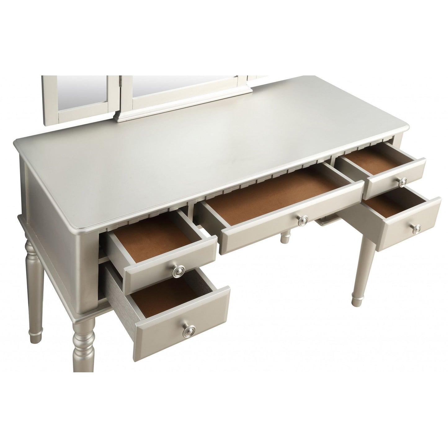 HomeRoots 19' x 43' x 54' PU Silver Wood Mirror Vanity Set