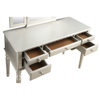 HomeRoots 19' x 43' x 54' PU Silver Wood Mirror Vanity Set
