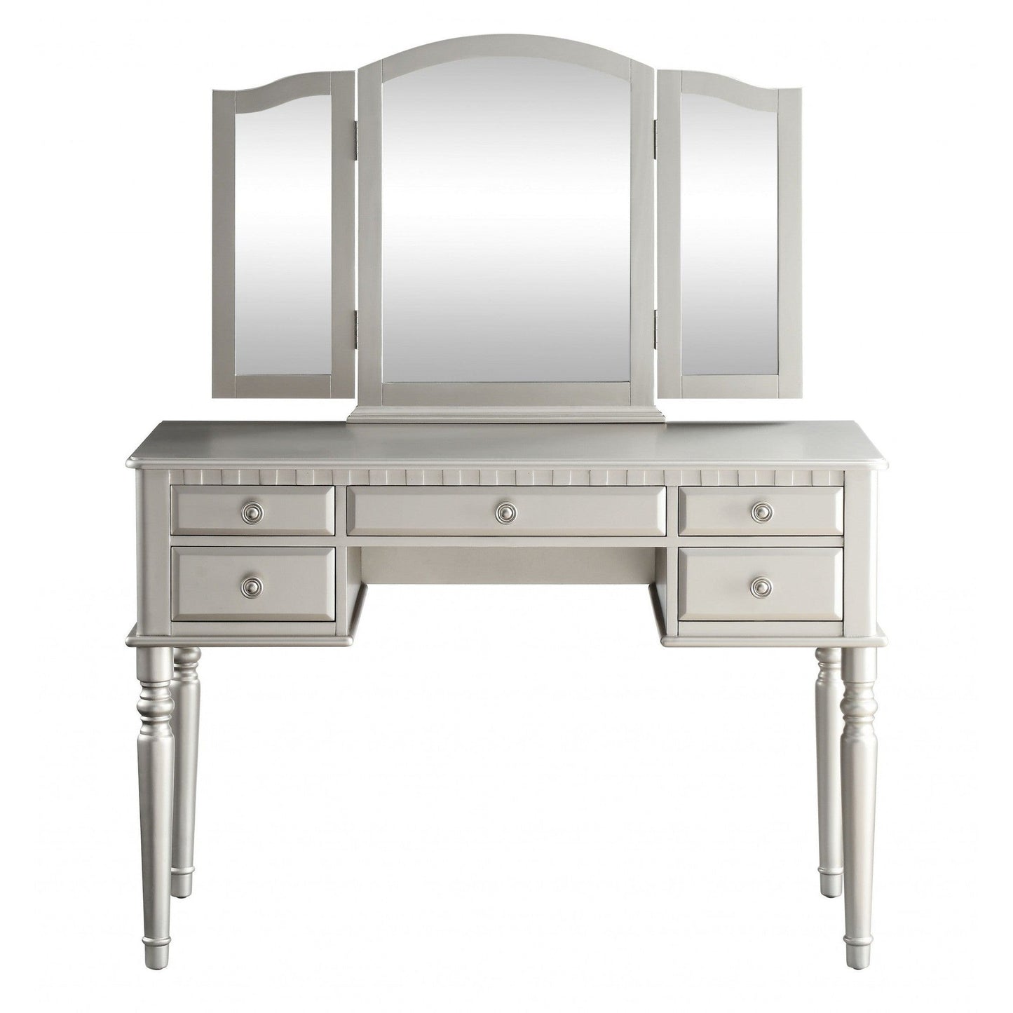 HomeRoots 19' x 43' x 54' PU Silver Wood Mirror Vanity Set