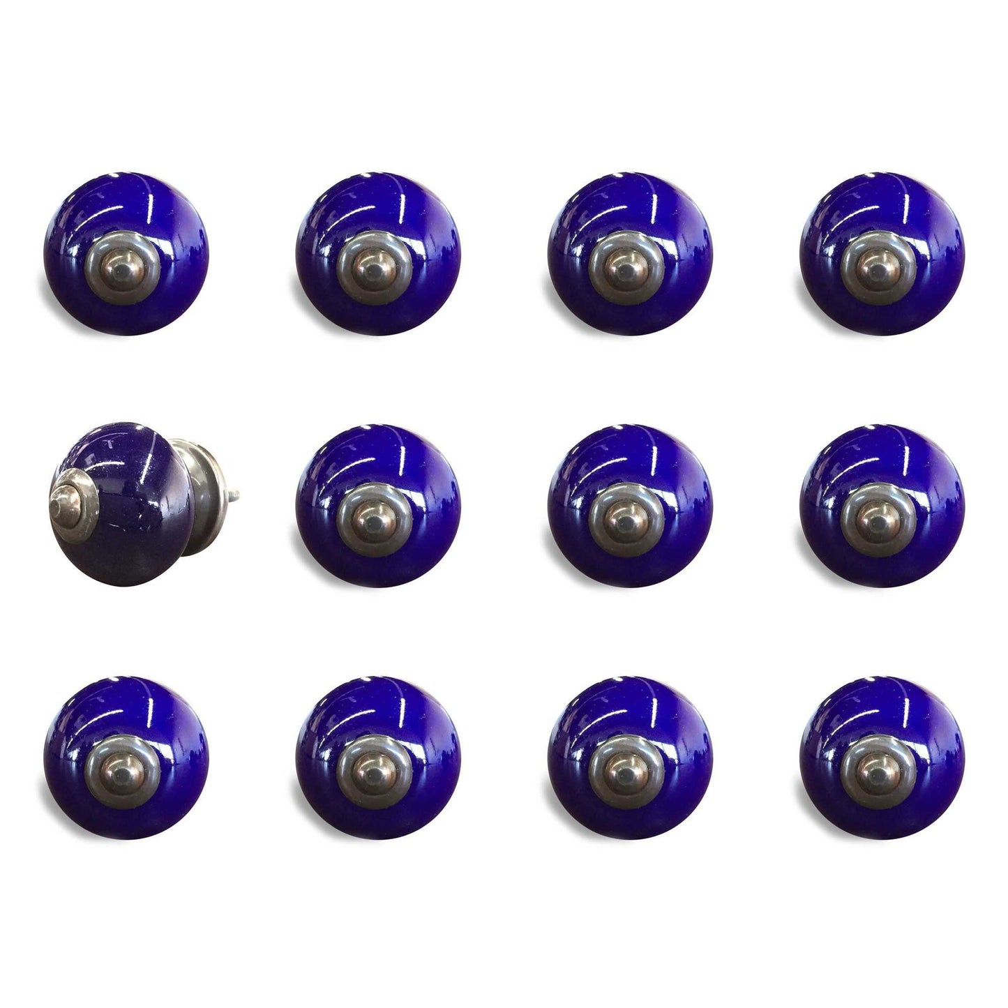 HomeRoots 1.5" x 1.5" x 1.5" Navy and Copper Knobs 12-Pack