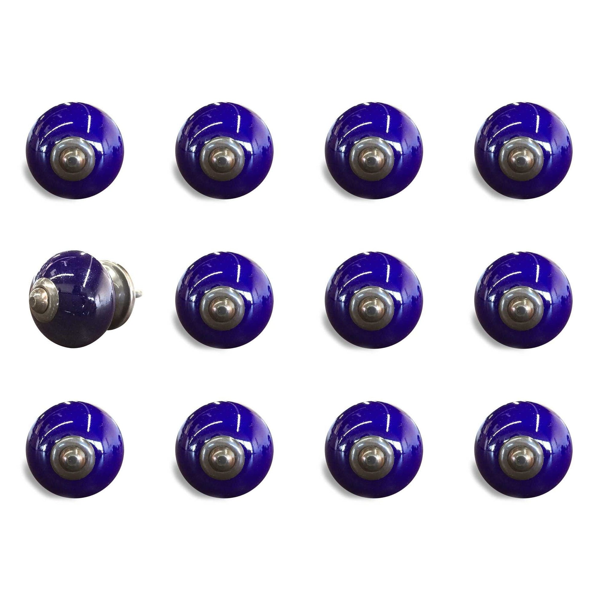 HomeRoots 1.5" x 1.5" x 1.5" Navy and Copper Knobs 12-Pack
