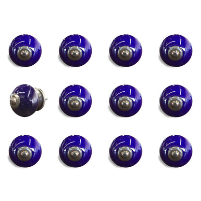 HomeRoots 1.5" x 1.5" x 1.5" Navy and Copper Knobs 12-Pack