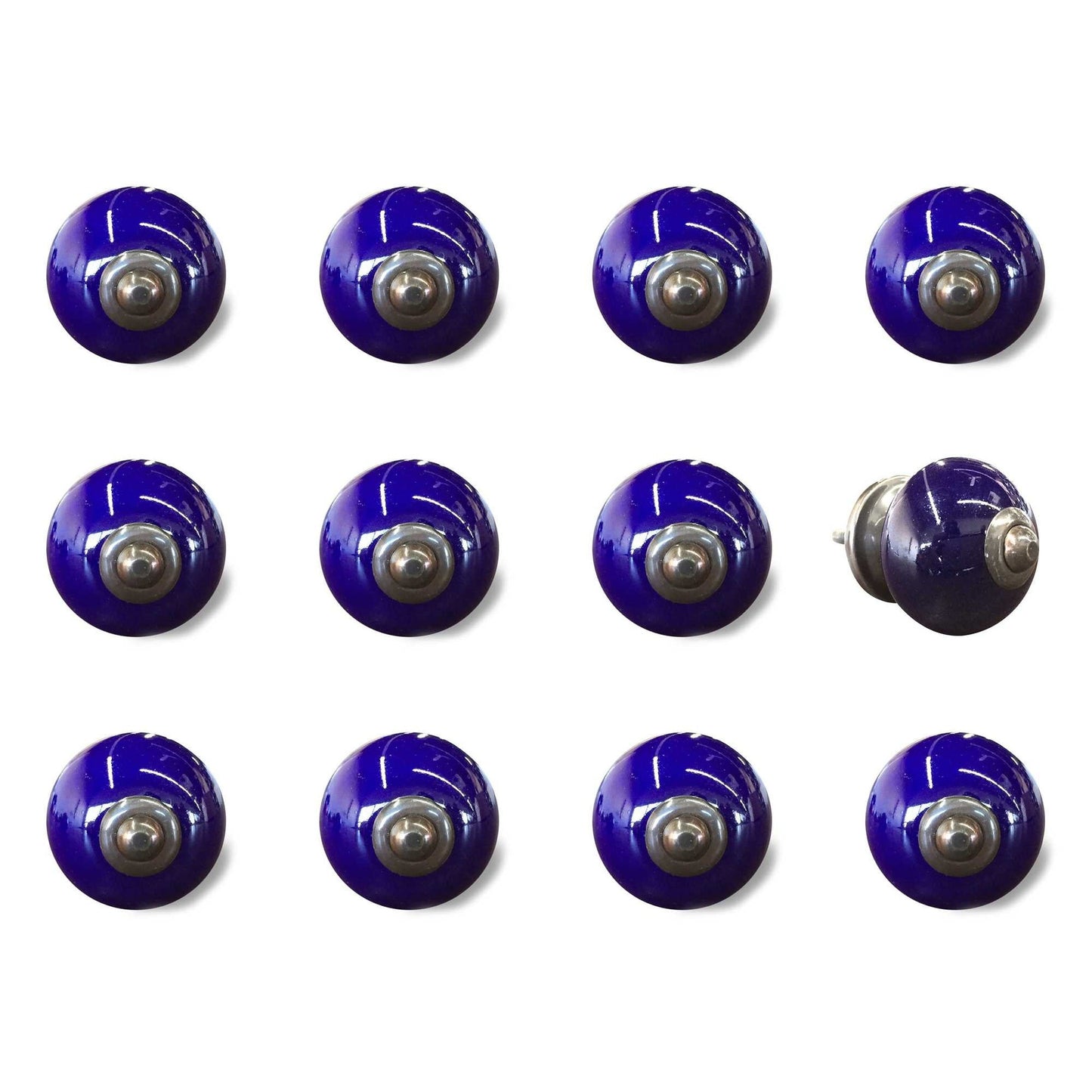 HomeRoots 1.5" x 1.5" x 1.5" Navy and Copper Knobs 12-Pack