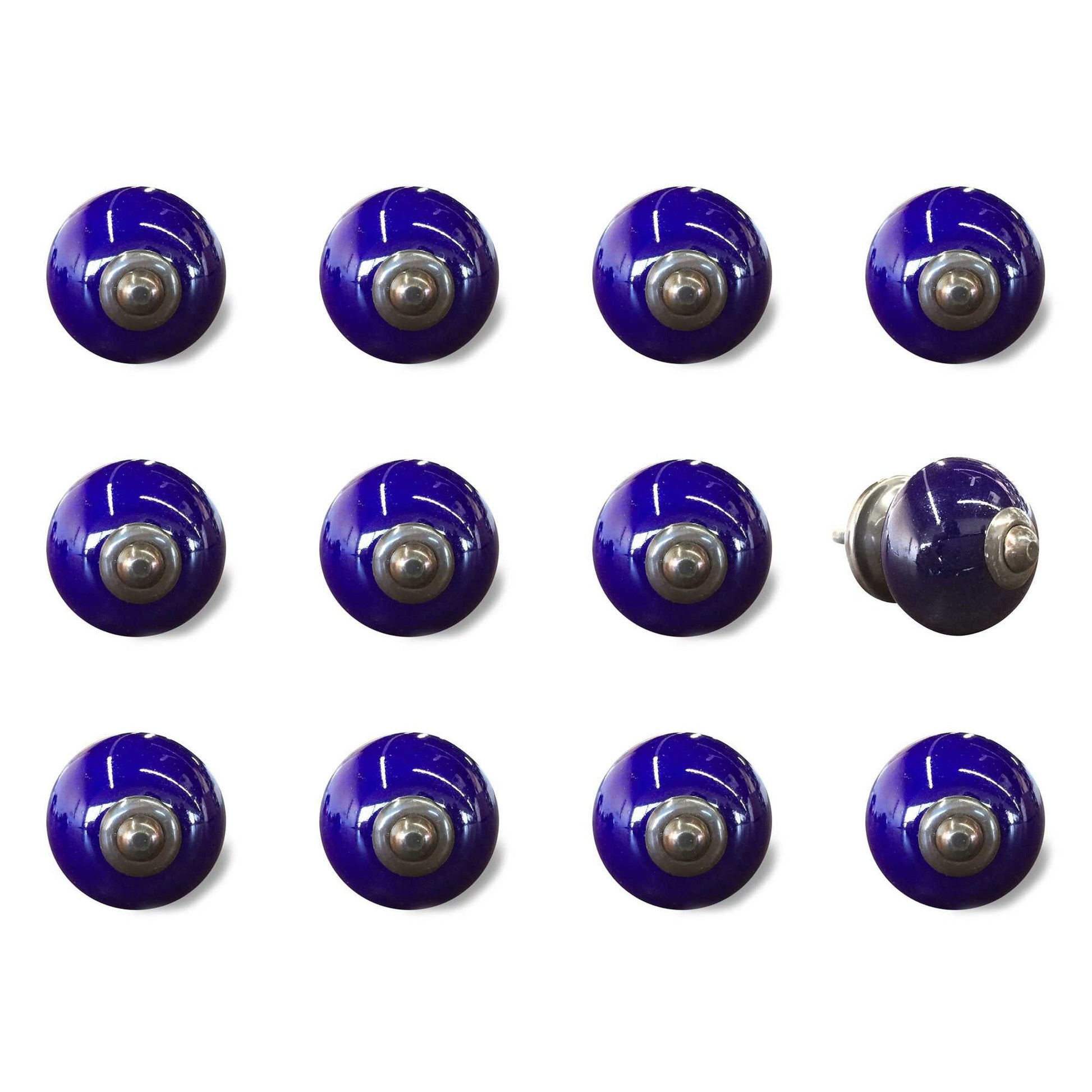 HomeRoots 1.5" x 1.5" x 1.5" Navy and Copper Knobs 12-Pack