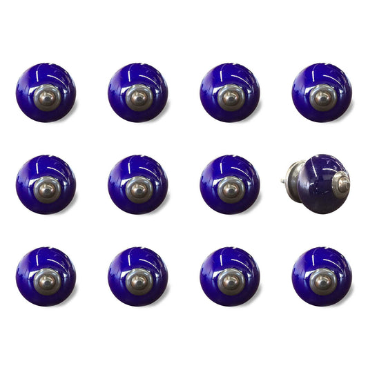 HomeRoots 1.5" x 1.5" x 1.5" Navy and Copper Knobs 12-Pack
