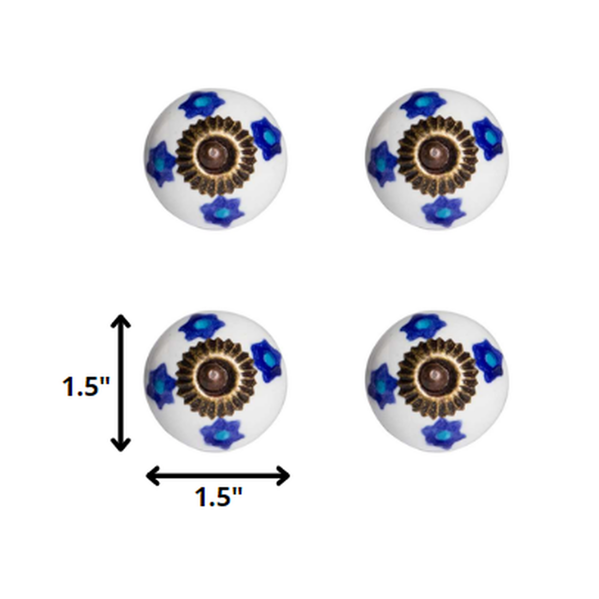 HomeRoots 1.5" x 1.5" x 1.5" White Blue and Turquoise Knobs 12-Pack