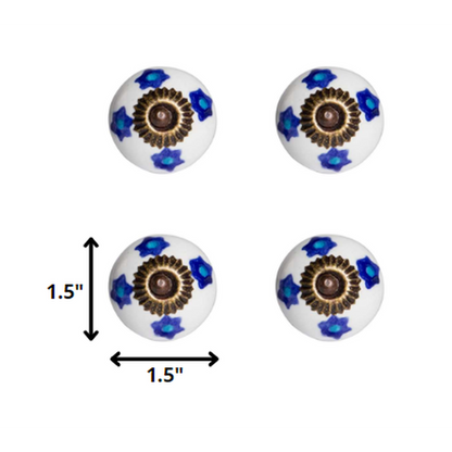 HomeRoots 1.5" x 1.5" x 1.5" White Blue and Turquoise Knobs 12-Pack