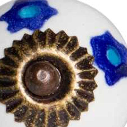 HomeRoots 1.5" x 1.5" x 1.5" White Blue and Turquoise Knobs 12-Pack