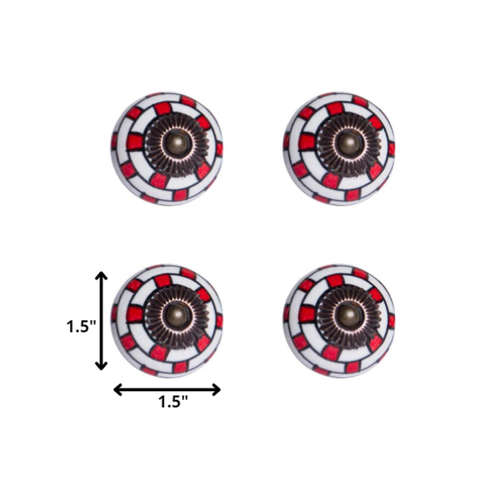 HomeRoots 1.5" x 1.5" x 1.5" White Red and Navy Knobs 12-Pack