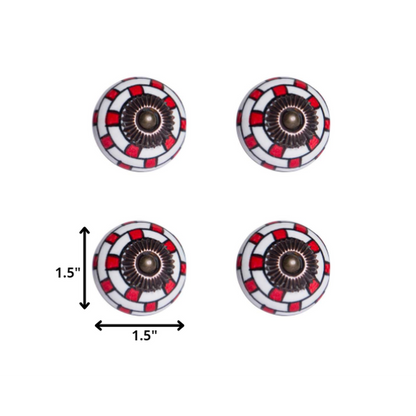 HomeRoots 1.5" x 1.5" x 1.5" White Red and Navy Knobs 12-Pack