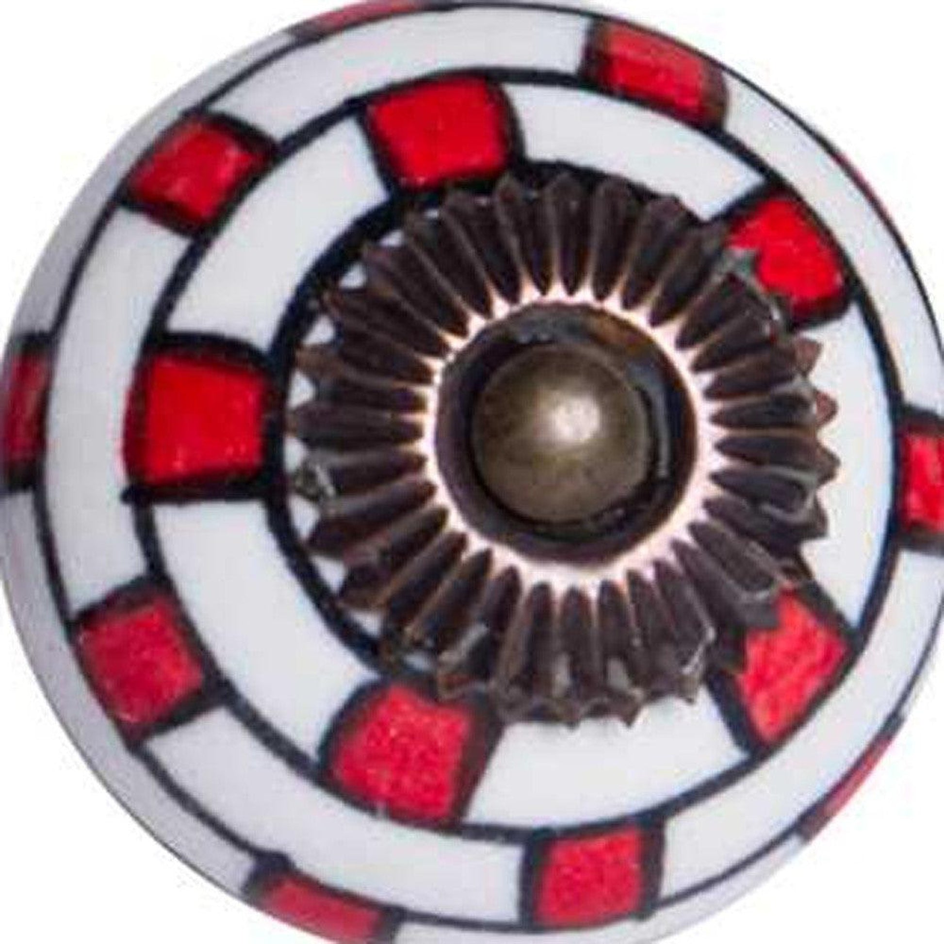 HomeRoots 1.5" x 1.5" x 1.5" White Red and Navy Knobs 12-Pack