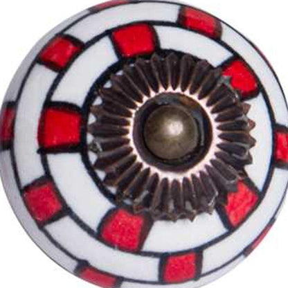 HomeRoots 1.5" x 1.5" x 1.5" White Red and Navy Knobs 12-Pack