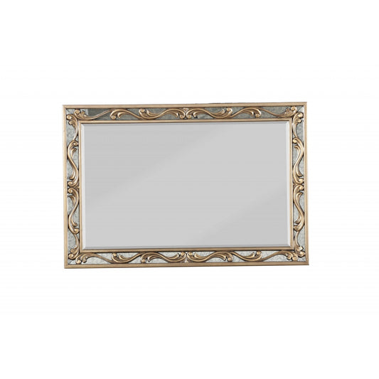 HomeRoots 2" x 48" x 32" Wood Mirror in Antique Gold Finish
