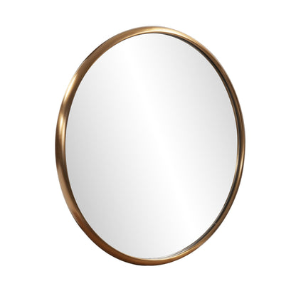 HomeRoots 20" Antiqued Brushed Brass Round Wall Mirror
