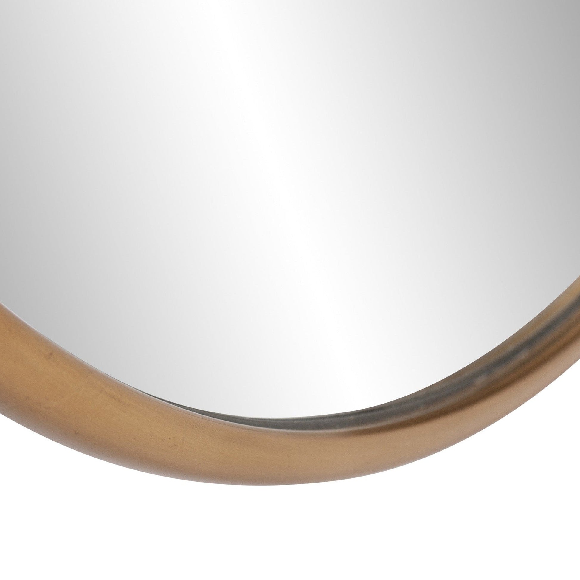 HomeRoots 20" Antiqued Brushed Brass Round Wall Mirror