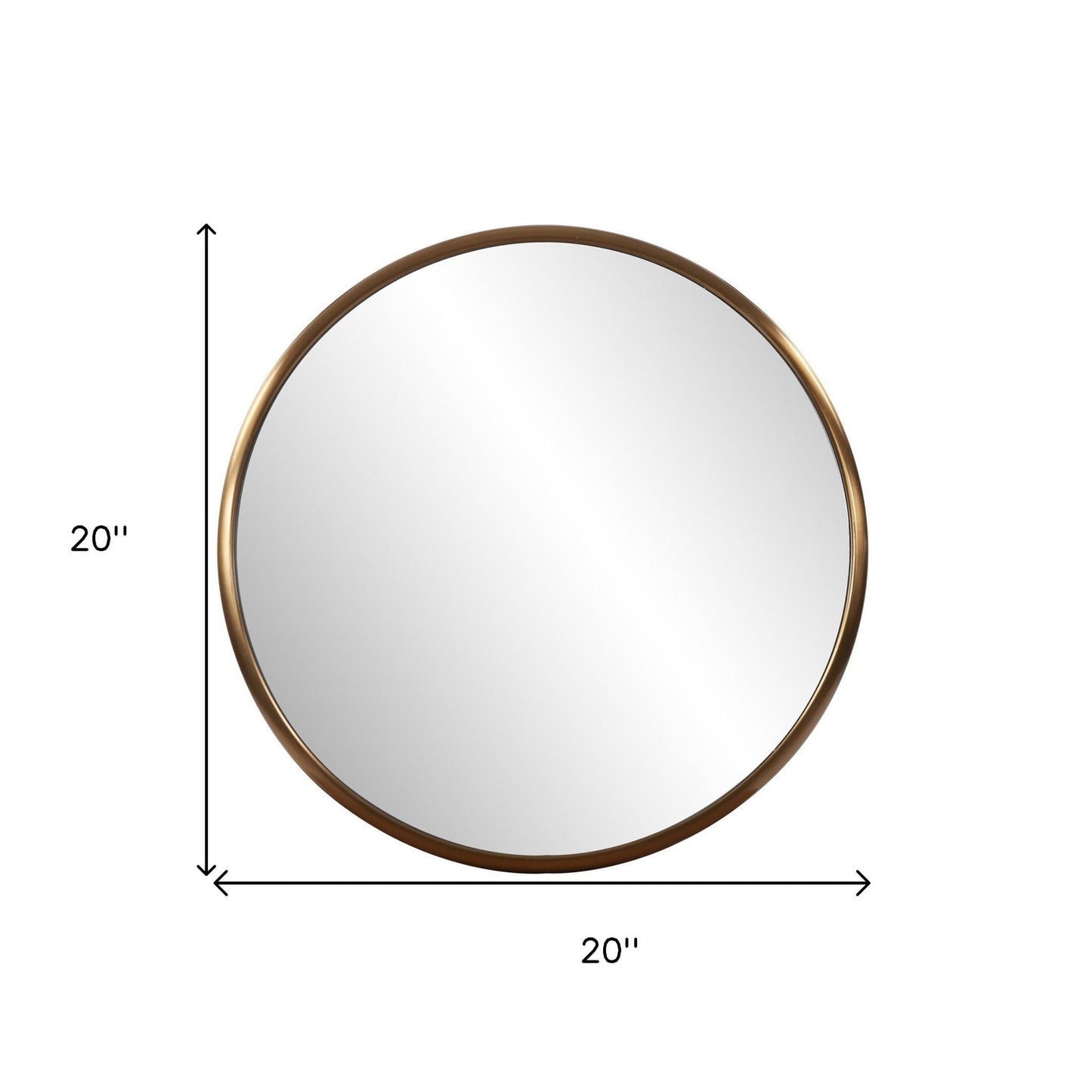 HomeRoots 20" Antiqued Brushed Brass Round Wall Mirror