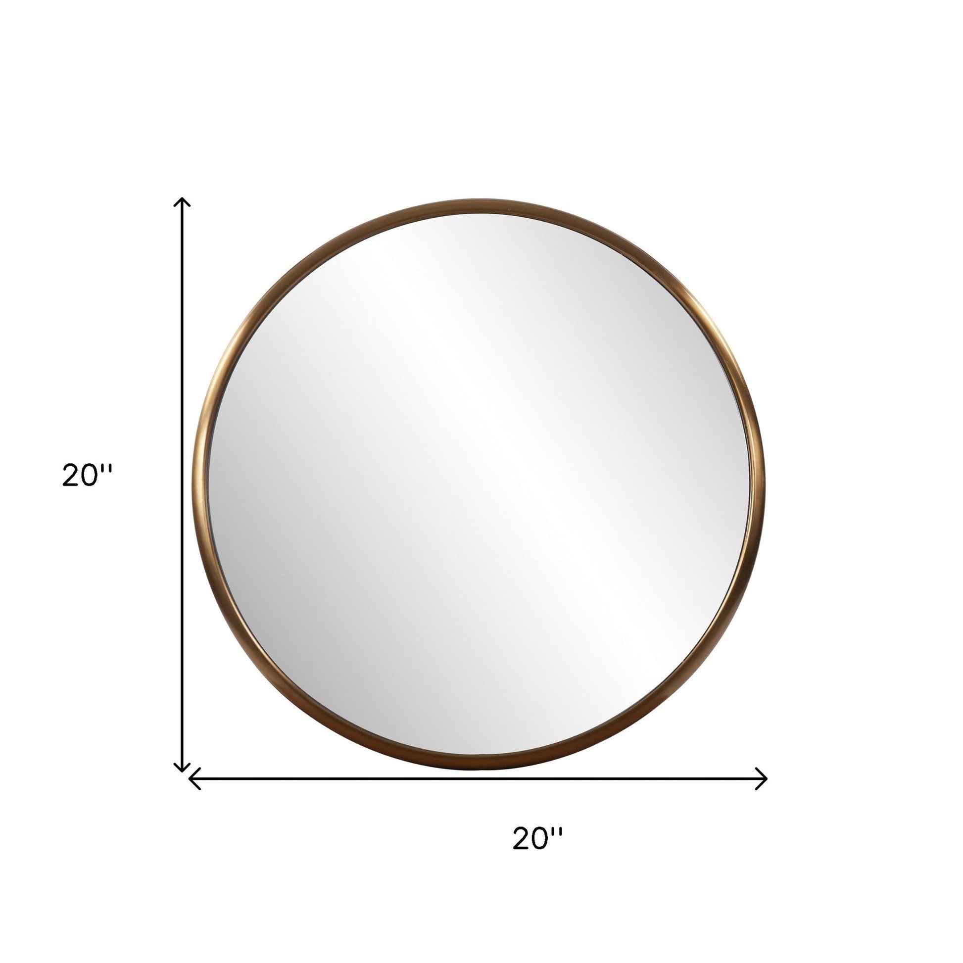 HomeRoots 20" Antiqued Brushed Brass Round Wall Mirror