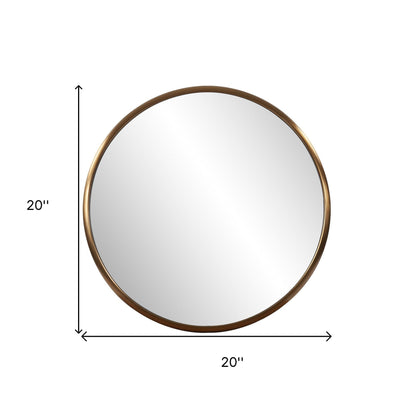 HomeRoots 20" Antiqued Brushed Brass Round Wall Mirror