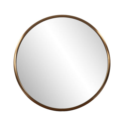 HomeRoots 20" Antiqued Brushed Brass Round Wall Mirror