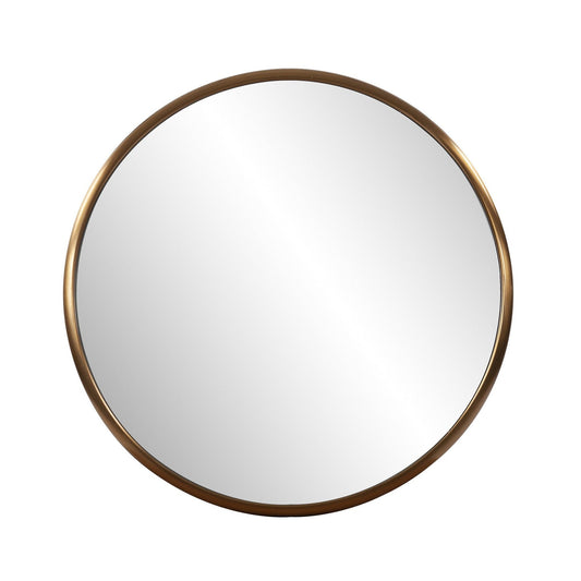 HomeRoots 20" Antiqued Brushed Brass Round Wall Mirror