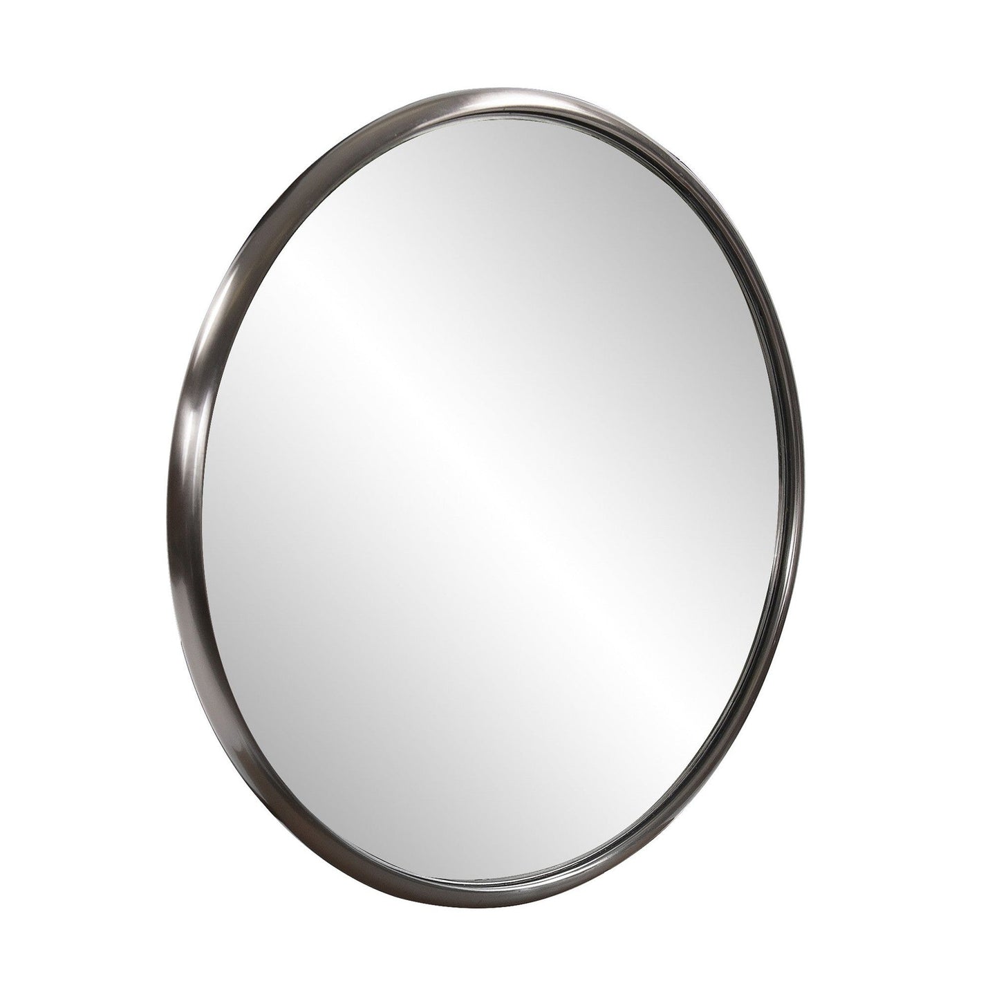 HomeRoots 20" Brushed Titanium Round Wall Mirror