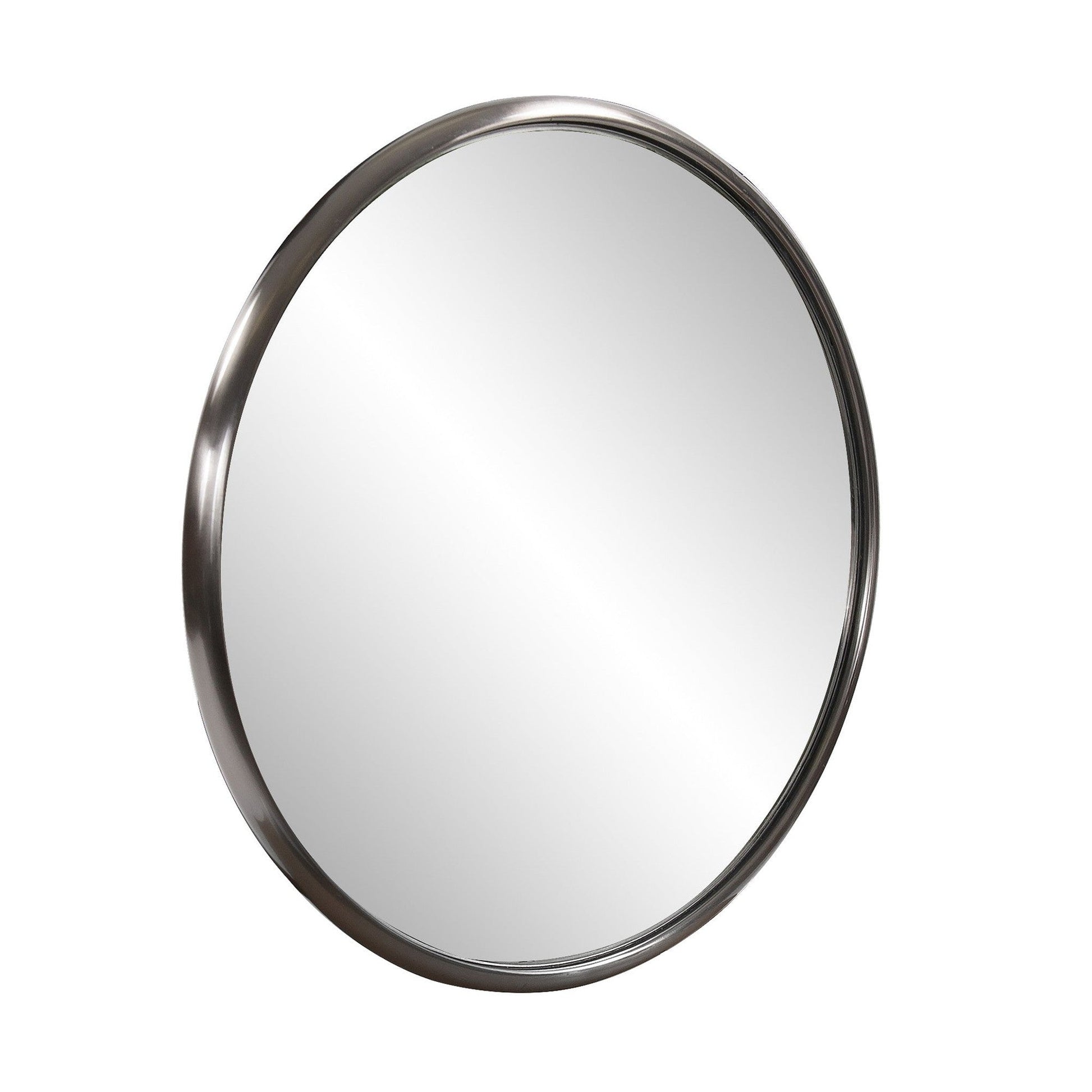 HomeRoots 20" Brushed Titanium Round Wall Mirror