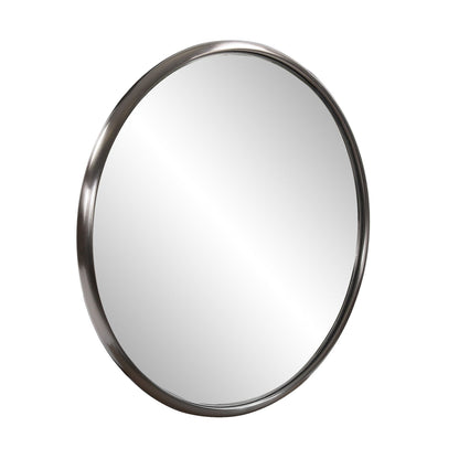 HomeRoots 20" Brushed Titanium Round Wall Mirror