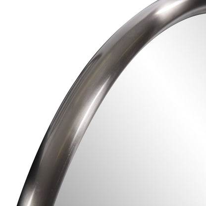 HomeRoots 20" Brushed Titanium Round Wall Mirror