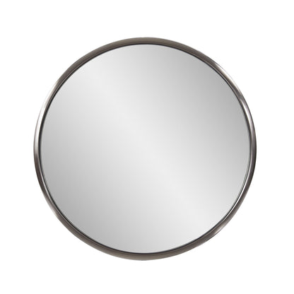 HomeRoots 20" Brushed Titanium Round Wall Mirror