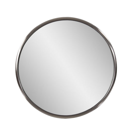 HomeRoots 20" Brushed Titanium Round Wall Mirror