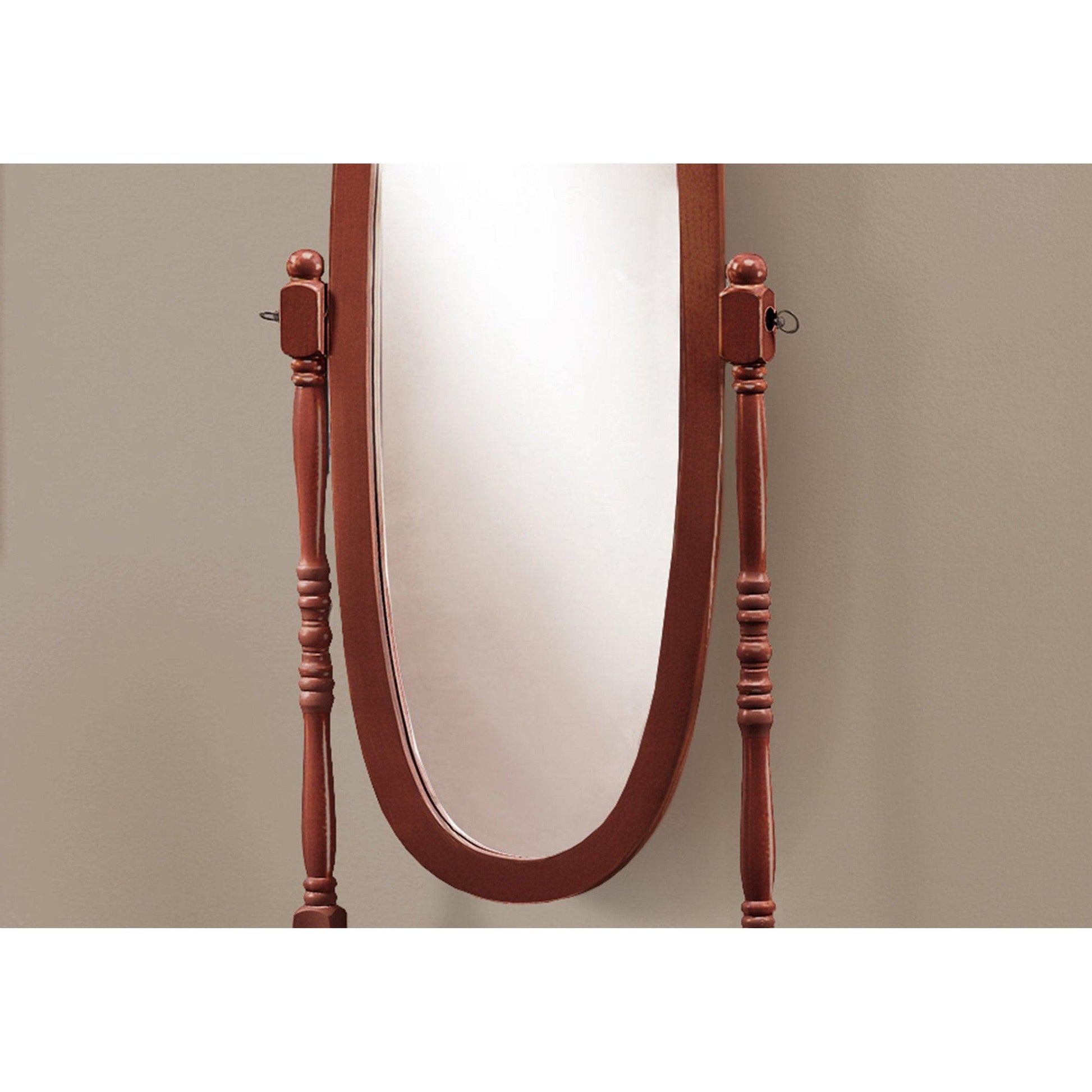 HomeRoots 20" x 23" 59" Walnut Oval Wood Frame Mirror