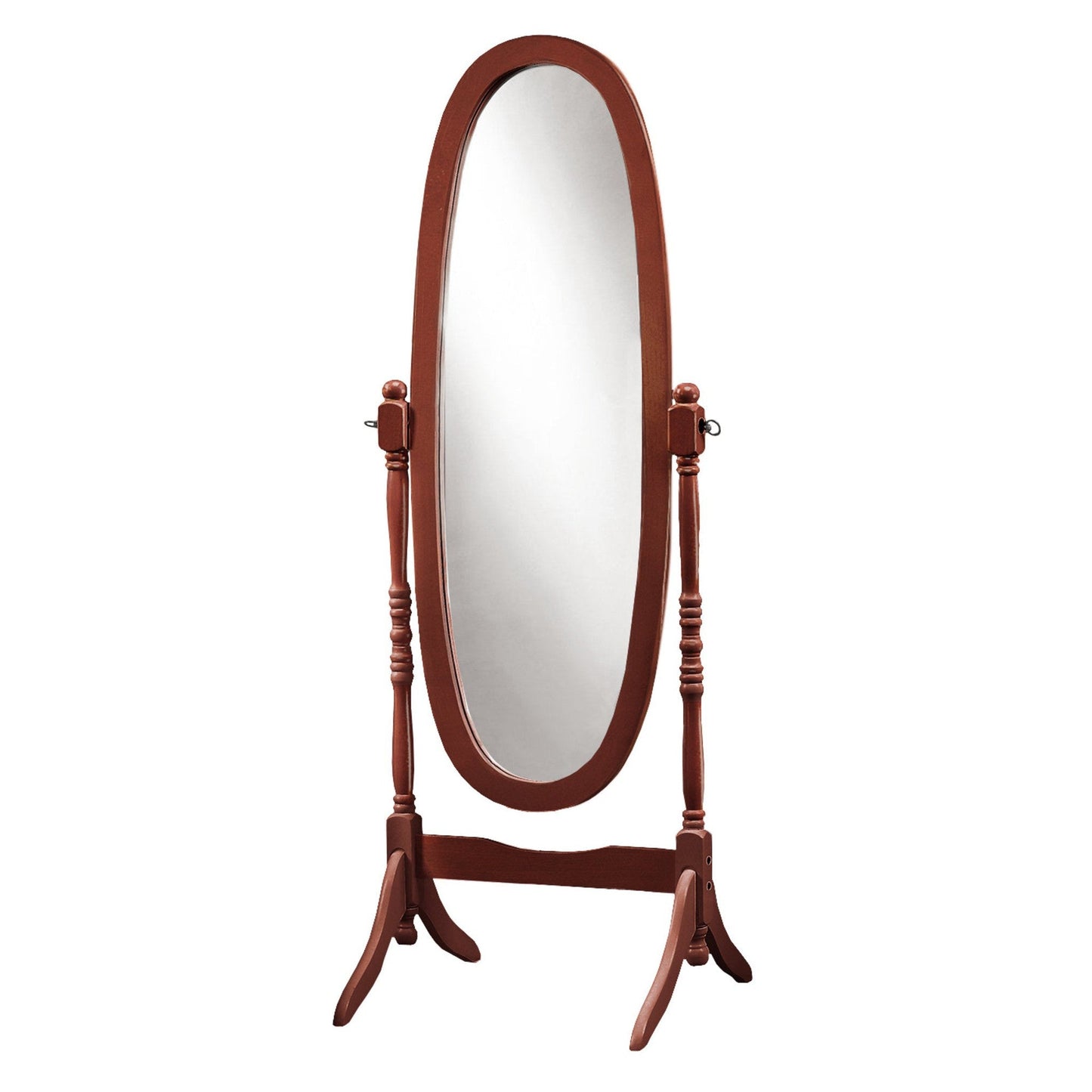 HomeRoots 20" x 23" 59" Walnut Oval Wood Frame Mirror
