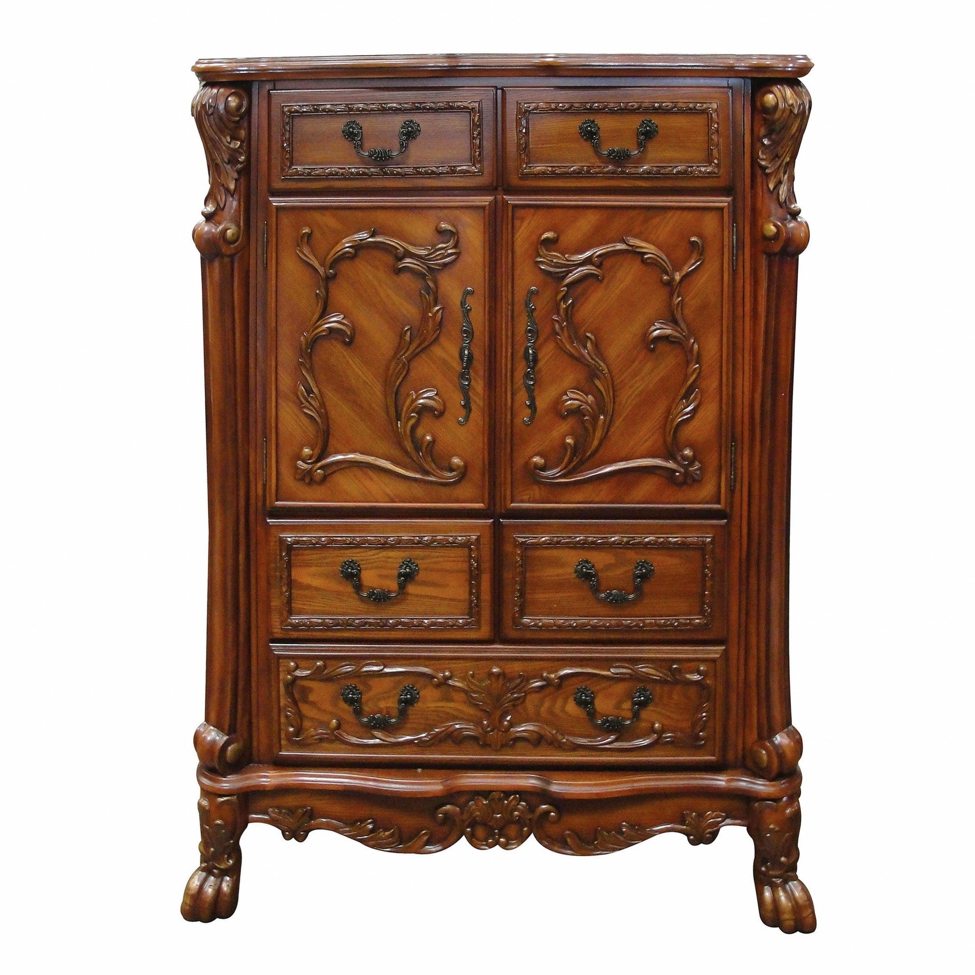 HomeRoots 20' x 43' x 55' Cherry Oak Wood Poly Resin Cabinet