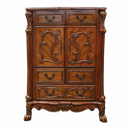HomeRoots 20' x 43' x 55' Cherry Oak Wood Poly Resin Cabinet
