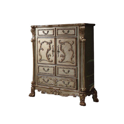 HomeRoots 20' x 43' x 55' Gold Patina Bone Wood Poly Resin Cabinet