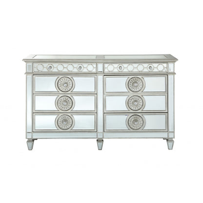 HomeRoots 20' x 68' x 41' Mirrored Wood Dresser