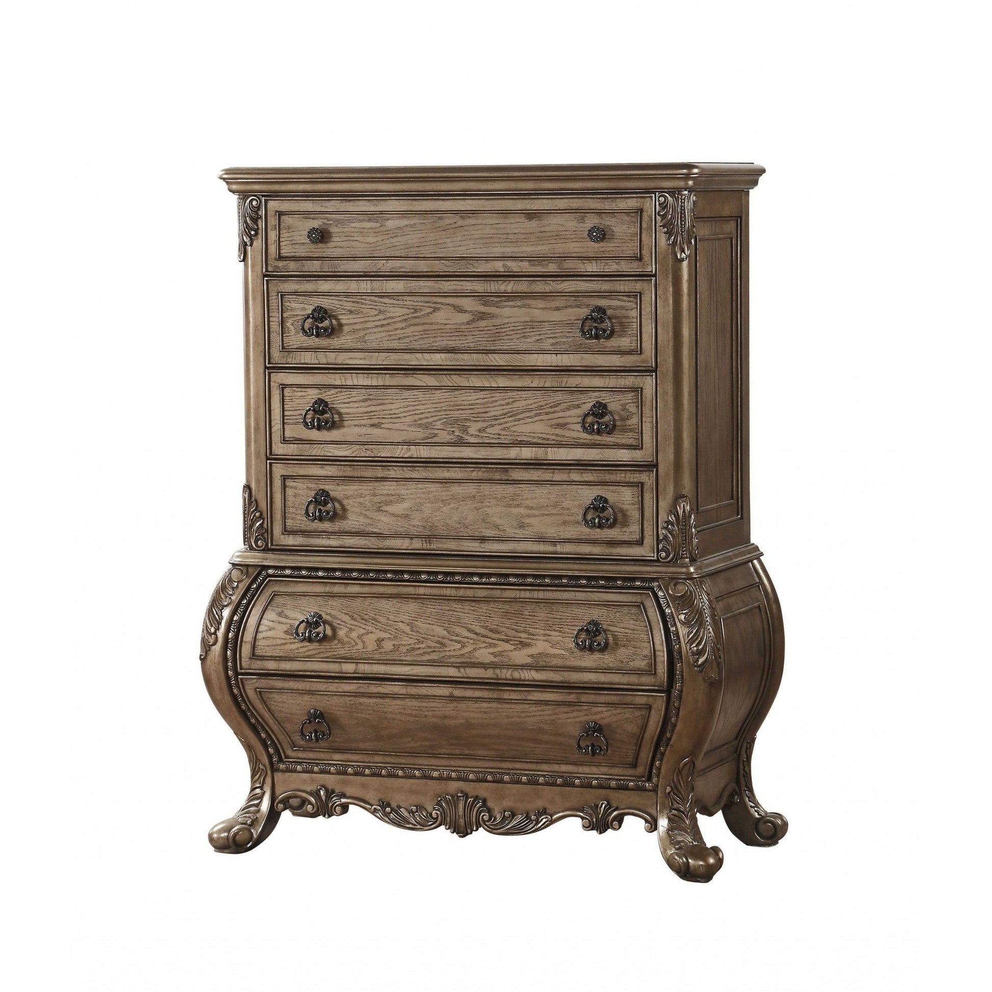 HomeRoots 21" x 42" x 57" Wood Chest With Vintage Oak Finish