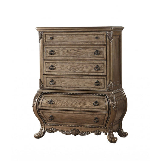 HomeRoots 21" x 42" x 57" Wood Chest With Vintage Oak Finish