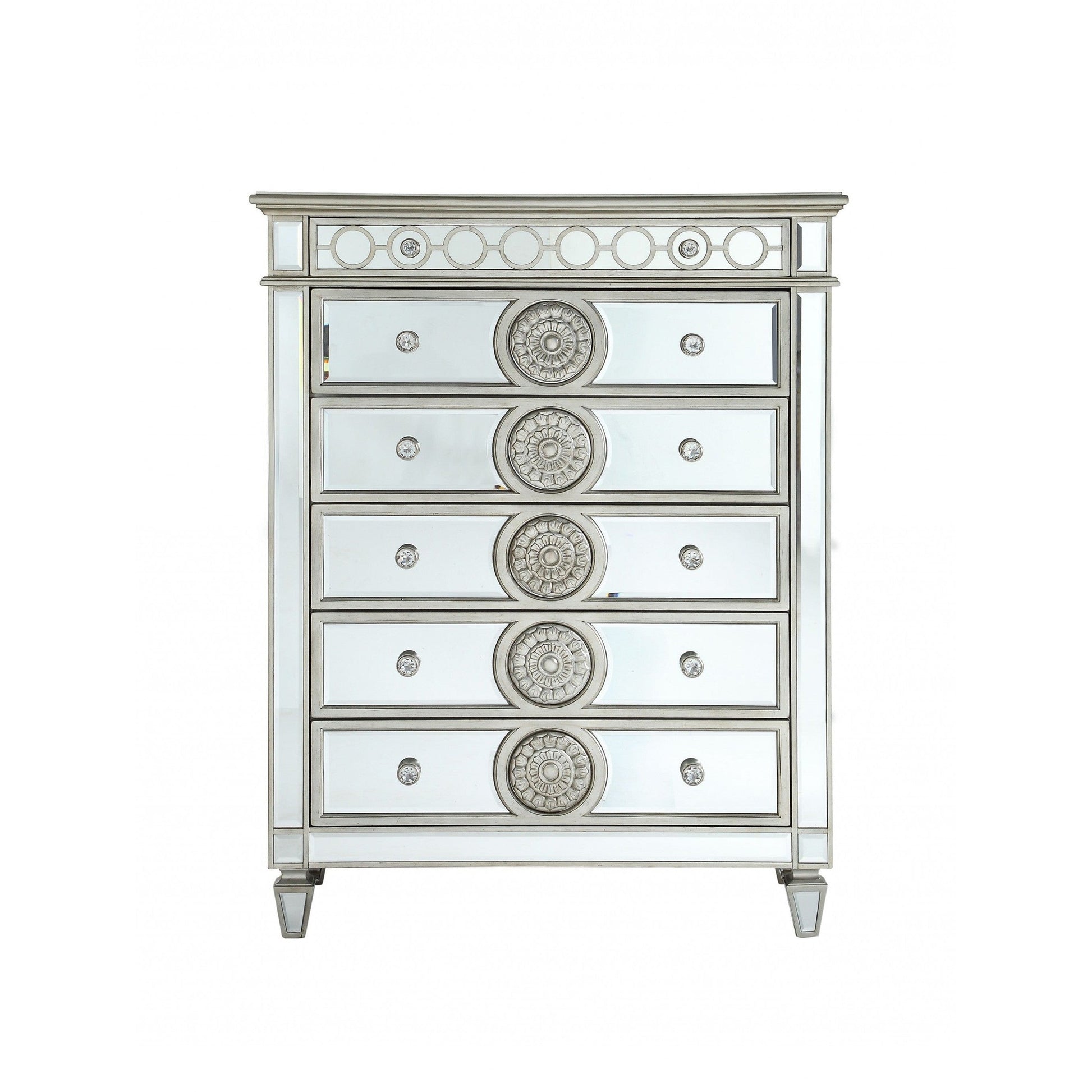 HomeRoots 21' x 44' x 56' Mirrored Wood Cabinet