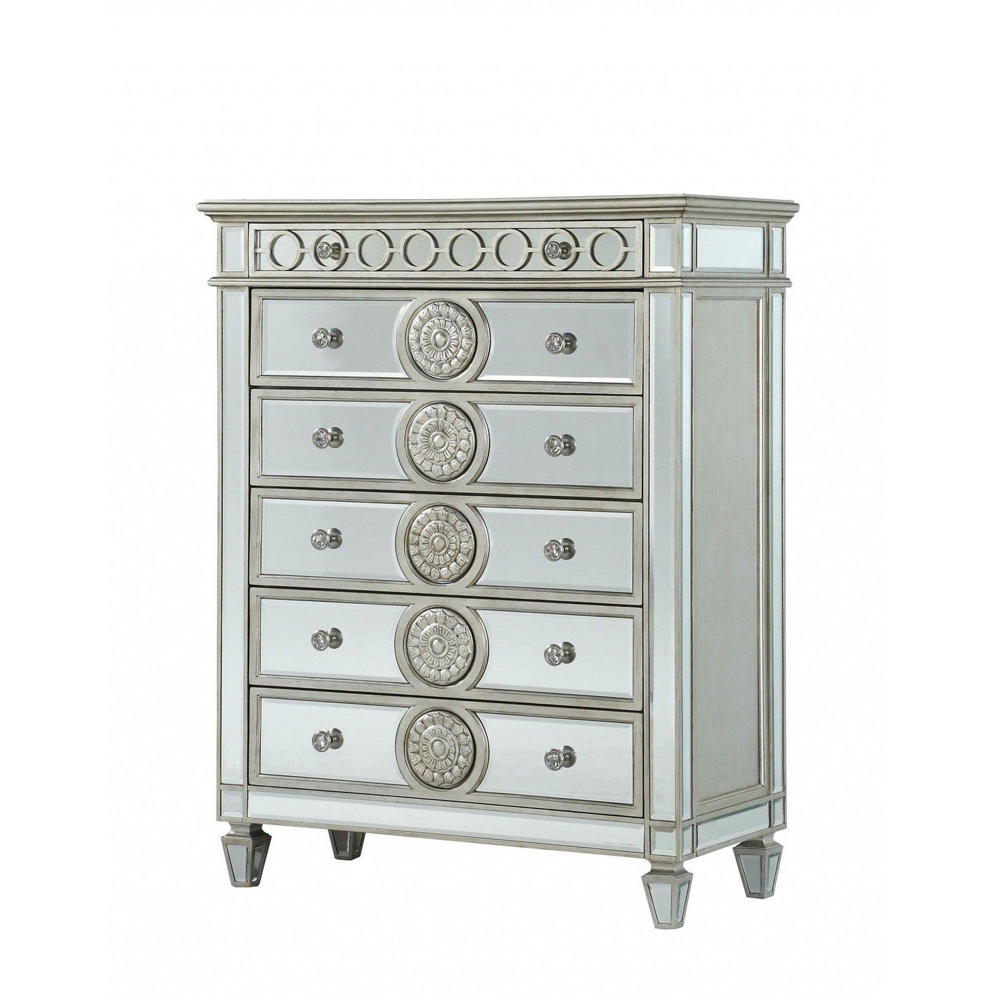 HomeRoots 21' x 44' x 56' Mirrored Wood Cabinet