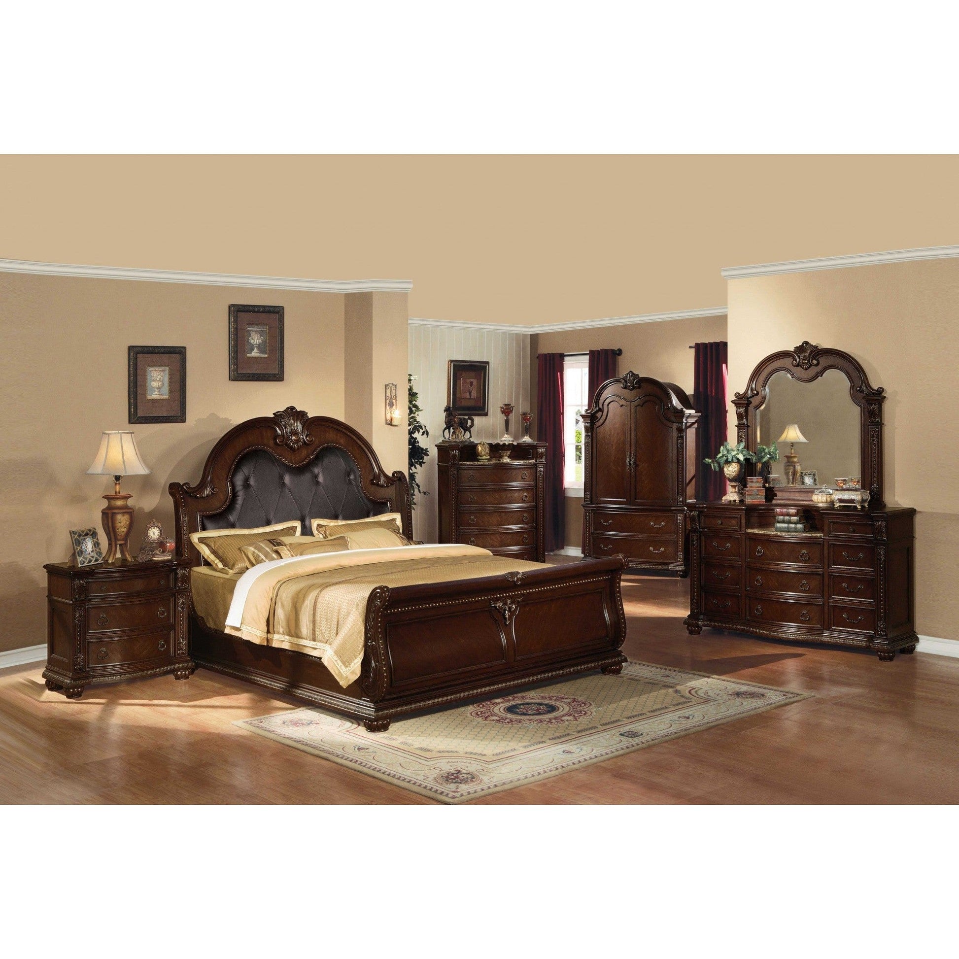HomeRoots 21" x 44" x 58" Cherry Wood Chest With Marble Top