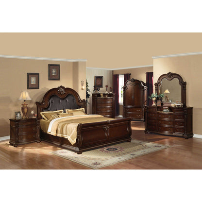 HomeRoots 21" x 44" x 58" Cherry Wood Chest With Marble Top