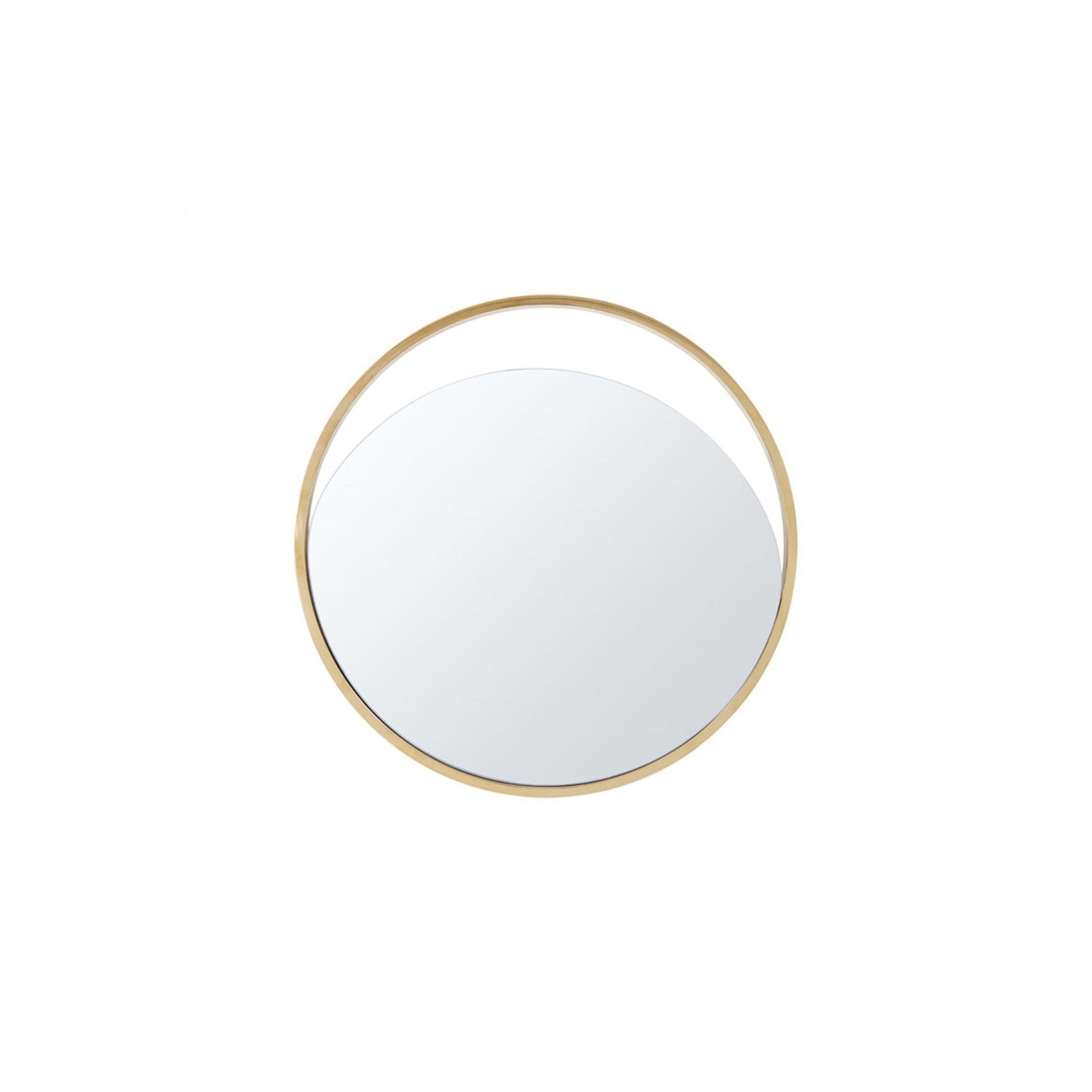 HomeRoots 23" x 1.5" Black Polished Gold Glass Small Round Mirror