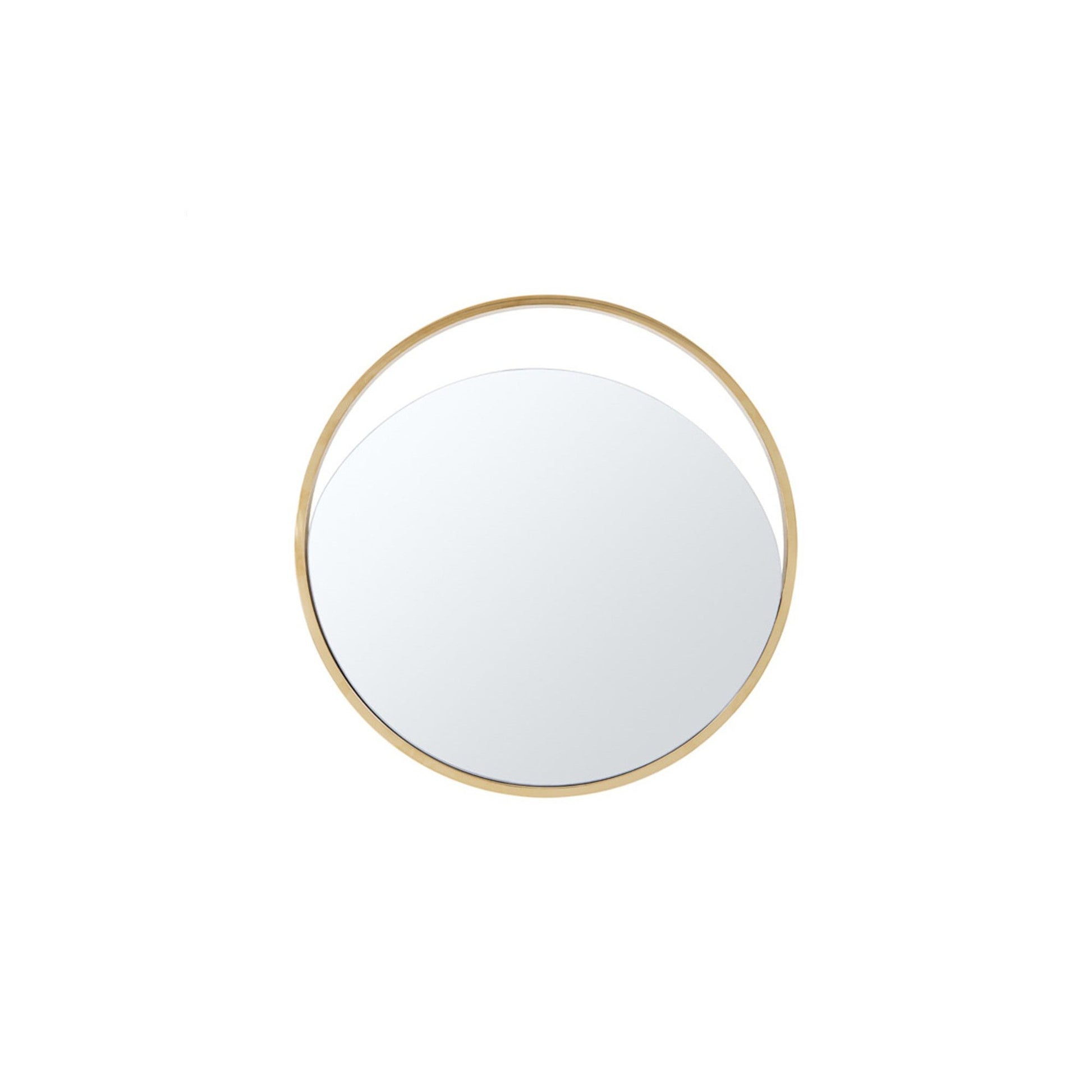 HomeRoots 23" x 1.5" Black Polished Gold Glass Small Round Mirror