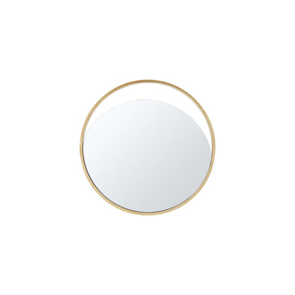 HomeRoots 23" x 1.5" Black Polished Gold Glass Small Round Mirror