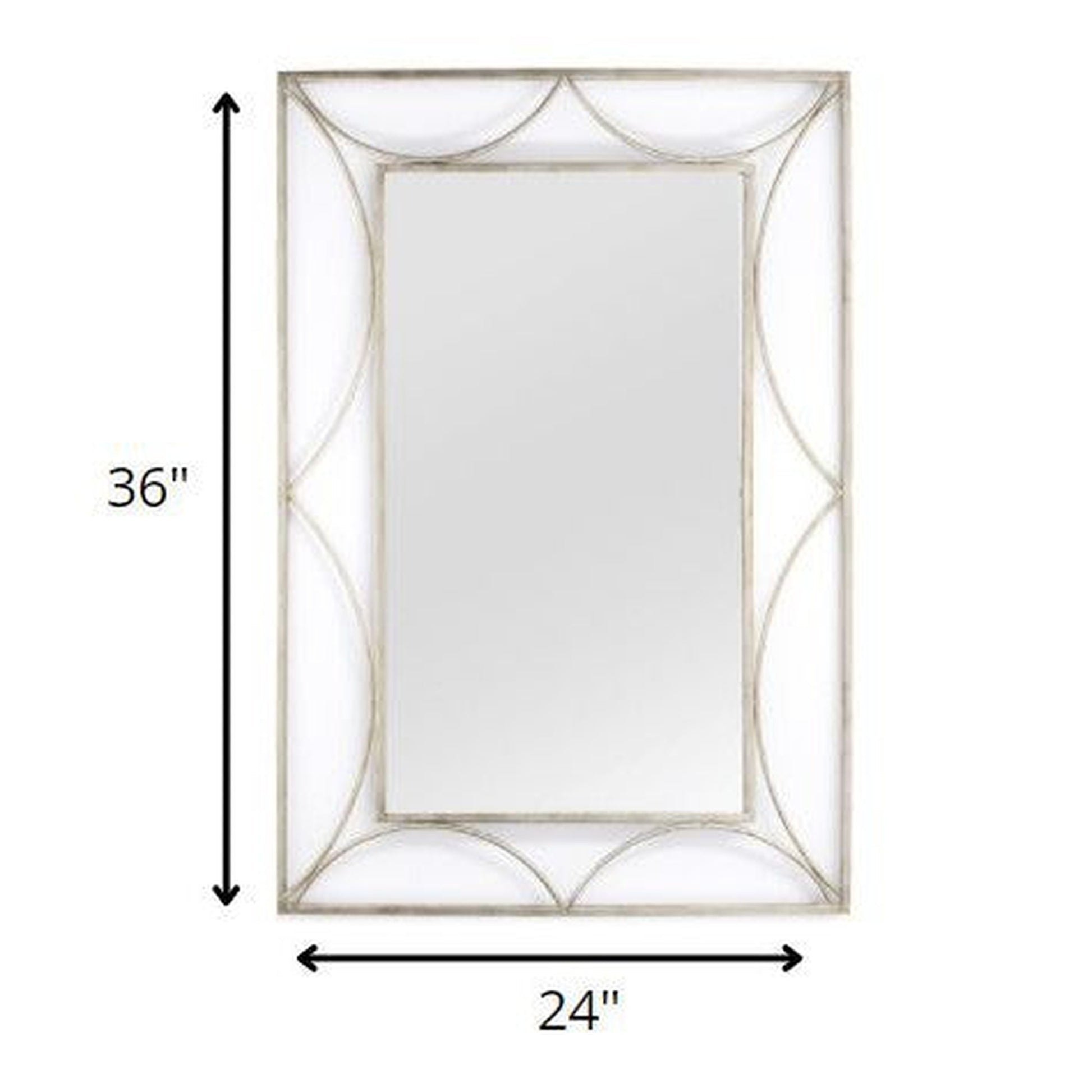 HomeRoots 24" x 0.05" x 36" Silver Simple And Elegant Wall Mirror